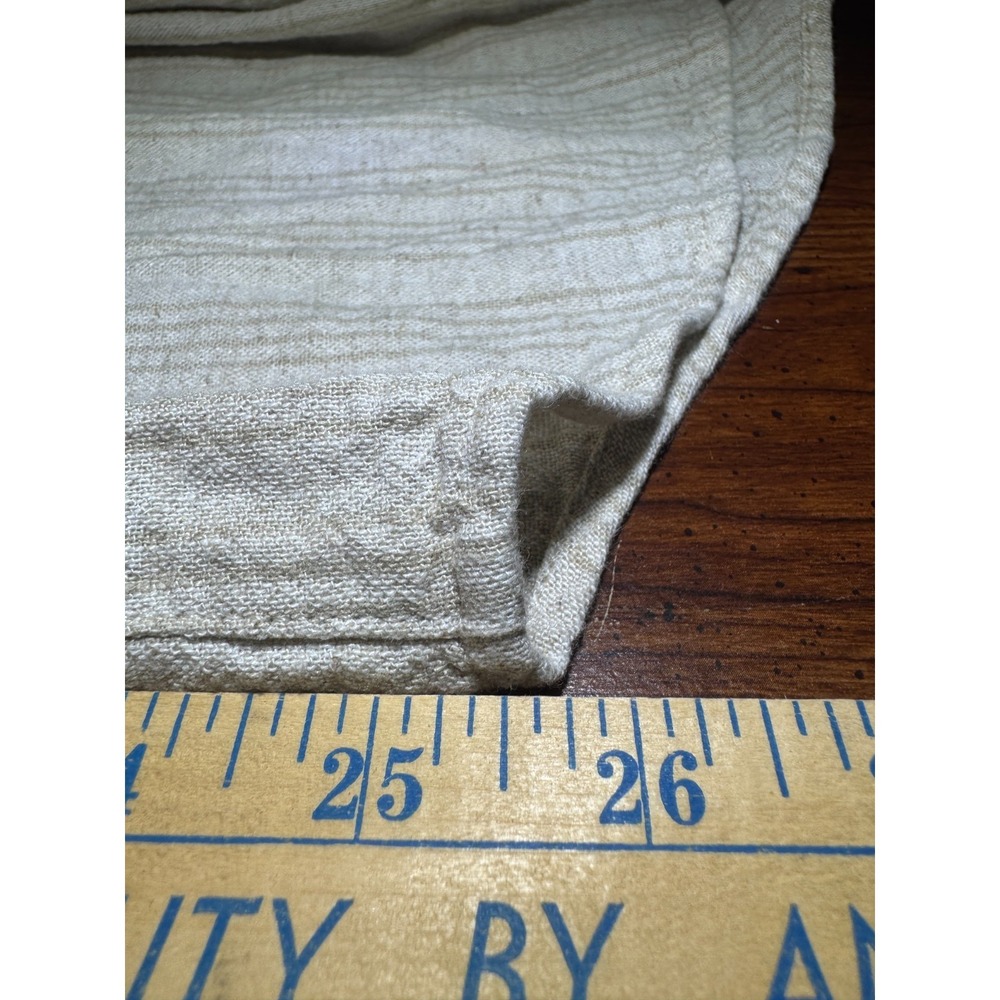 Orvis Large Linen Casual Button Down Long Sleeve Khaki Striped Coastal Preppy - Picture 13 of 16